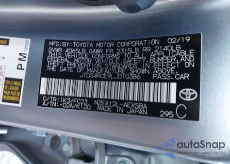 2020 Toyota Corolla Se from USA, damaged, VIN JTDS4RCE9LJ010386